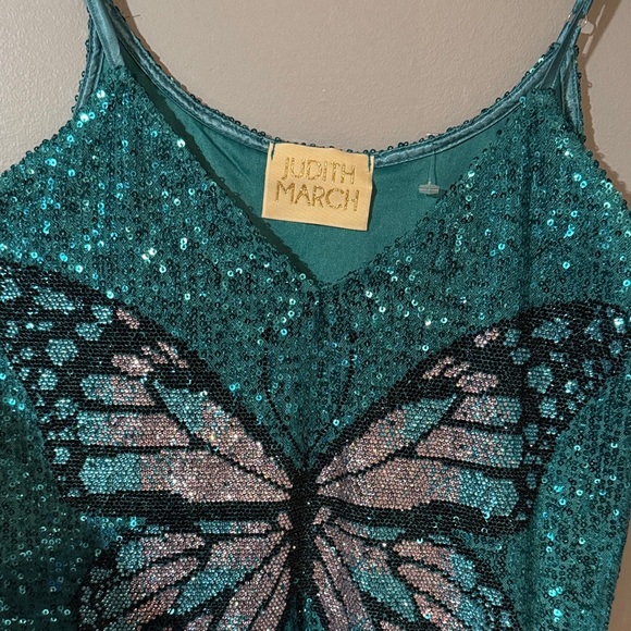 Judith March Teal Sequin Butterfly Camisole - Picture 3 of 8